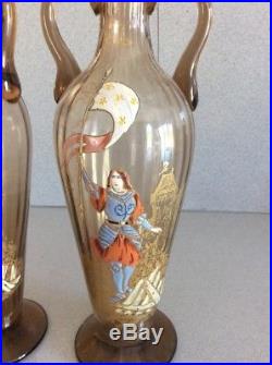 Paire de vase Verre Émaillé Legras Ancien Jeanne D Arc Art Nouveau XIX