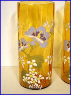 Paire de vases en verre émaillé Art Nouveau. Legras