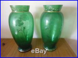 Paire de vases en verre émaillé art nouveau Legras, Montjoye