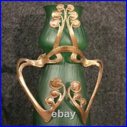 Paire de vases français de style Art Nouveau verre collection vintage métal 900