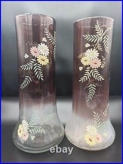 Paire de vases verre émaillé art nouveau Théodore Legras (1839-1916)