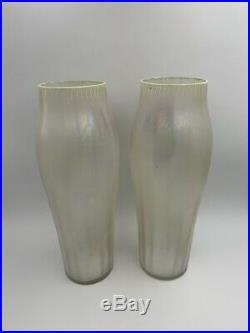 Paire grands vases verre Art Nouveau décor émail chardons Glass enameled thistle