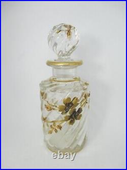 Parfum Flacon Cristal Verre France À 1900 Peint à la Main Art Nouveau