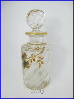 Parfum Flacon Cristal Verre France À 1900 Peint à la Main Art Nouveau