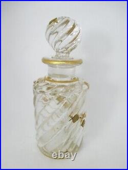 Parfum Flacon Cristal Verre France À 1900 Peint à la Main Art Nouveau