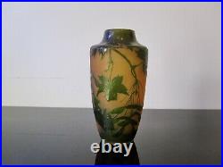 Paul Nicolas D'Argental vase Art Nouveau en verre multicouche dégagé à l'acide
