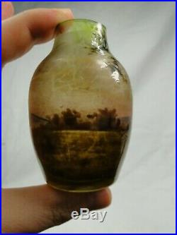Petit Vase Art Nouveau Verre Emaille Legras 1900