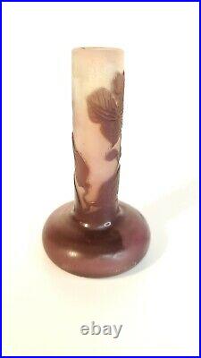Petit vase soliflore pâte de verre Emile Gallé orchidées Art Nouveau XIXè