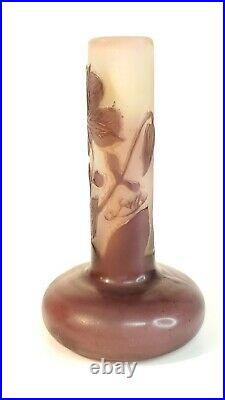 Petit vase soliflore pâte de verre Emile Gallé orchidées Art Nouveau XIXè