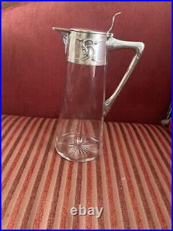 Pichet Carafe Cruch Art Nouveau Argent/verre Secession Viennoise Vienna CC 1910