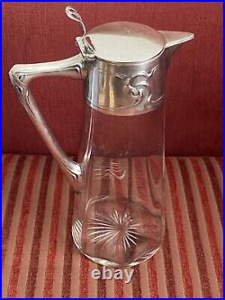 Pichet Carafe Cruch Art Nouveau Argent/verre Secession Viennoise Vienna CC 1910