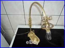 Pied De Lampe Bronze Laiton Tulipe Pate De Verre Daum Muller Art Deco/nouveau