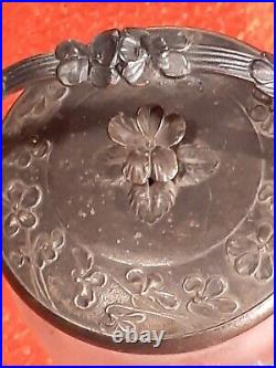 Pot A Bisquit Art Nouveau Verre Émaillée Givré 1900