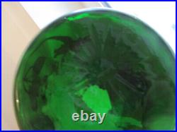 RARE Lot 2 Vases émaillés Art Nouveau vintage déco fleurs verre vert TBE 1900