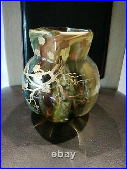 RARE Vase Rousseau LEVEILLE pâte de verre Japonisant pré art nouveau 1885/90