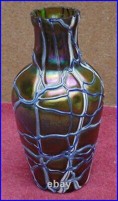 RARE Vase en pâte de verre irisé Art Nouveau Loetz Kralik Palm Koenig 1900