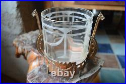 Rafraichissoir Cuivre Laiton Verre Style Jugendstil Art Nouveau Hauteur 16cm