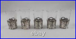 Rare Élégant 6-tlg. Set Liqueur Art Nouveau WMF Verre Cristal Avec Metallmontur