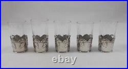 Rare Élégant 6-tlg. Set Liqueur Art Nouveau WMF Verre Cristal Avec Metallmontur