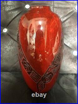 Rare Et Imposant Vase Art Deco LEGRAS verre No Daum Gallé Glasvase Art Nouveau