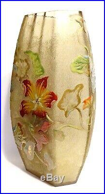 Rare Vase En Verre Emaille Signee Emile Galle Art Nouveau 1894 Nancy -no Daum