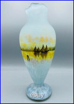 Rare Vase Pate De Verre Art Nouveau Decor Paysage Venise Signe Daum Nancy 1900