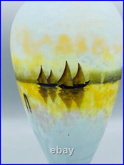 Rare Vase Pate De Verre Art Nouveau Decor Paysage Venise Signe Daum Nancy 1900