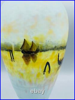 Rare Vase Pate De Verre Art Nouveau Decor Paysage Venise Signe Daum Nancy 1900