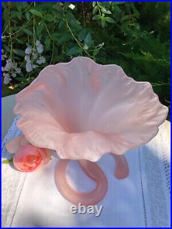 Rare Vase Pte De Verre Rose Art Nouveau Tulipe Corolle Fleur