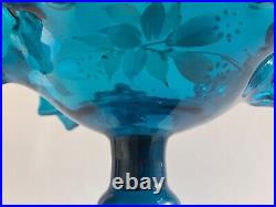 Rare coupe à pied compotier baguier verre émaillé vase Clichy Legras Art Nouveau