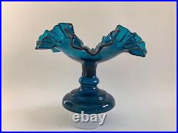 Rare coupe à pied compotier baguier verre émaillé vase Clichy Legras Art Nouveau