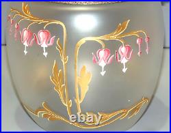 -SUPERBE SEAU à BISCUITS BISCUITIER ART NOUVEAU VERRE Satiné Signé E 1 fleur G