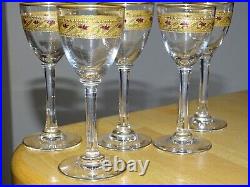 Saint Louis 5 Anciens Verres A Liqueur Cristal Polychrome Et Dorure Art Nouveau