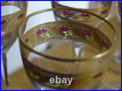 Saint Louis 5 Anciens Verres A Liqueur Cristal Polychrome Et Dorure Art Nouveau