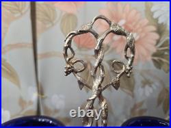 Saleron salière en argent coupelle verre bleu minerve 19eme