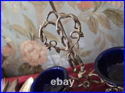 Saleron salière en argent coupelle verre bleu minerve 19eme