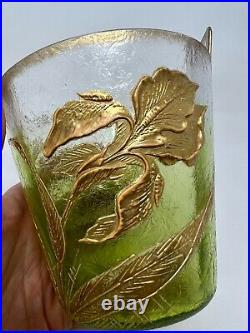 Sceau Verre Emaillé Vers 1900 Art Nouveau Fleurs Antique Glass Jugendstil
