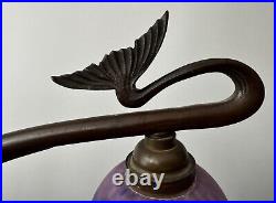 Schneider Pied Bronze Poisson Lampe De Table Pate De Verre Art Nouveau