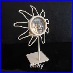 Sculpture bougeoir soleil verre fer forgé fait main art nouveau PN France N2866