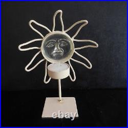 Sculpture bougeoir soleil verre fer forgé fait main art nouveau PN France N2866