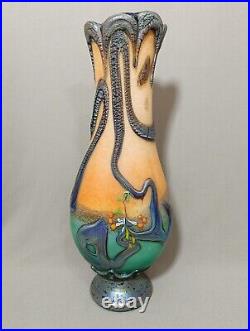 Style Art Nouveau artistes Verriers Guyot & Aconito Vase En Pâte De Verre Irisé