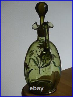 Style Legras 1 Ancienne Carafe A Aperitif Liqueur Verrerie Emaille Art Nouveau