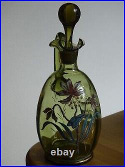 Style Legras 1 Ancienne Carafe A Aperitif Liqueur Verrerie Emaille Art Nouveau