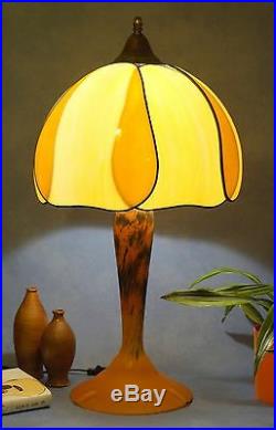 Super Grand Art Nouveau Stilleuchte Lampe de Table Pied en Verre Pate Style 68