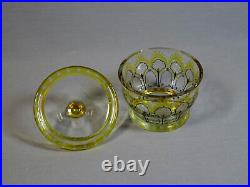 Superbe Boîte Bonbonnière Art Nouveau, Verre Gravé & Émaillé à Motif Feuillagés