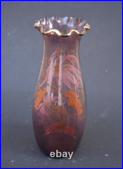 Superbe Vase Emaillé Legras en Verre Violet (no montjoye art nouveau)