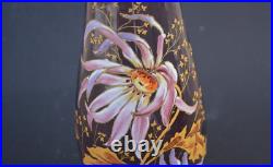 Superbe Vase Emaillé Legras en Verre Violet (no montjoye art nouveau)