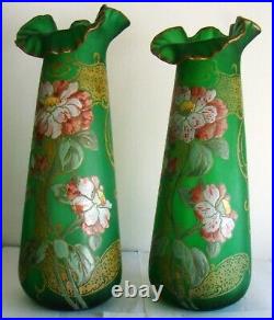 Superbe paire de vases Art Nouveau, décor dans le goût Montjoie, Legras, #1880#