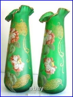 Superbe paire de vases Art Nouveau, décor dans le goût Montjoie, Legras, #1880#