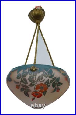 Suspension verre decor fleurs style Art Nouveau La Rochère glass Lamp